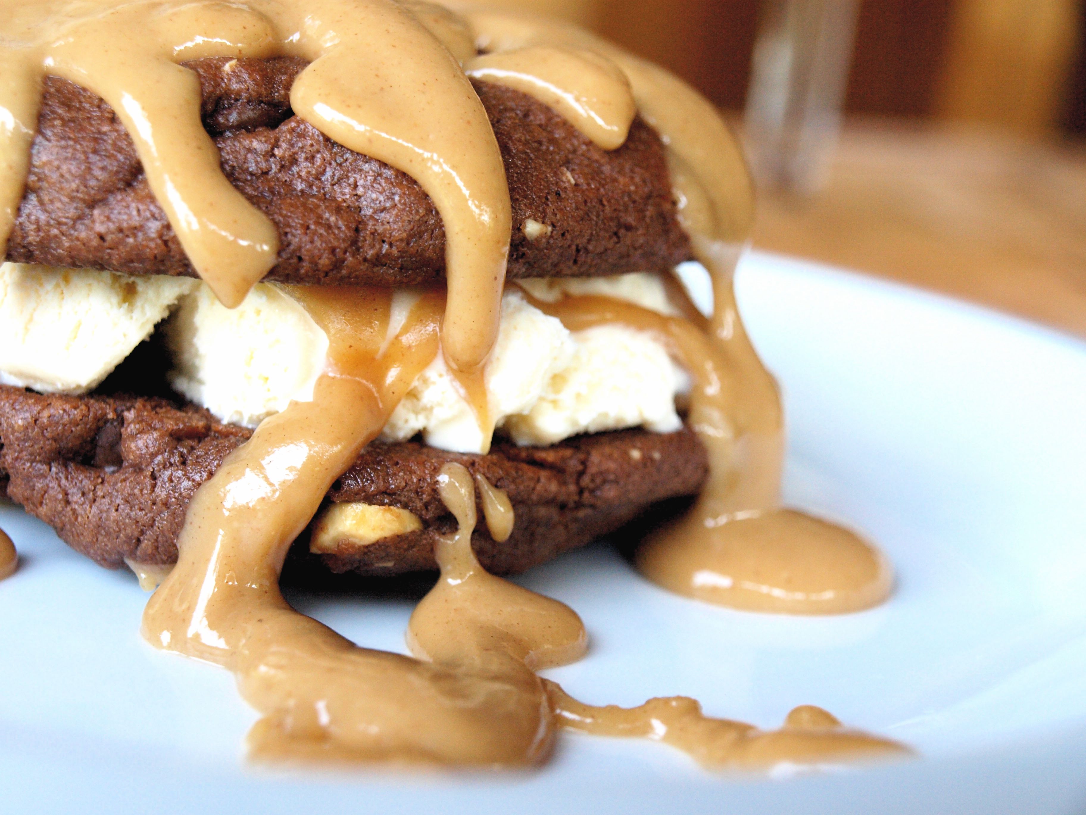 Peanut Butter Drenched Ice Cream Sandwiches