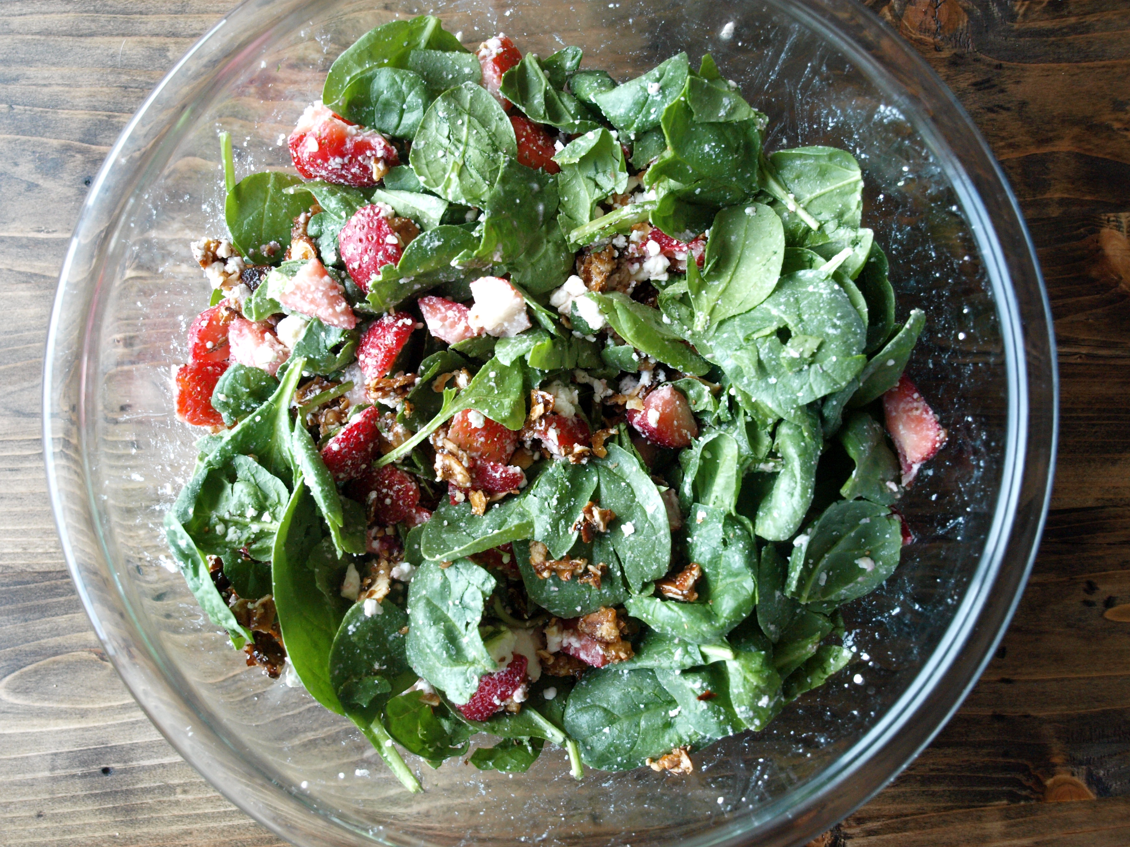 Strawberry Feta Candied Almond Salad