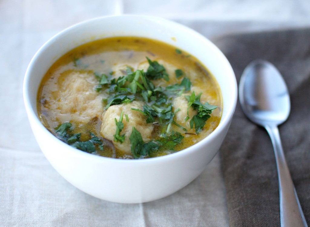 White Bean Vegetable Soup with Gouda Dumplings | veggieandthebeastfeast.com