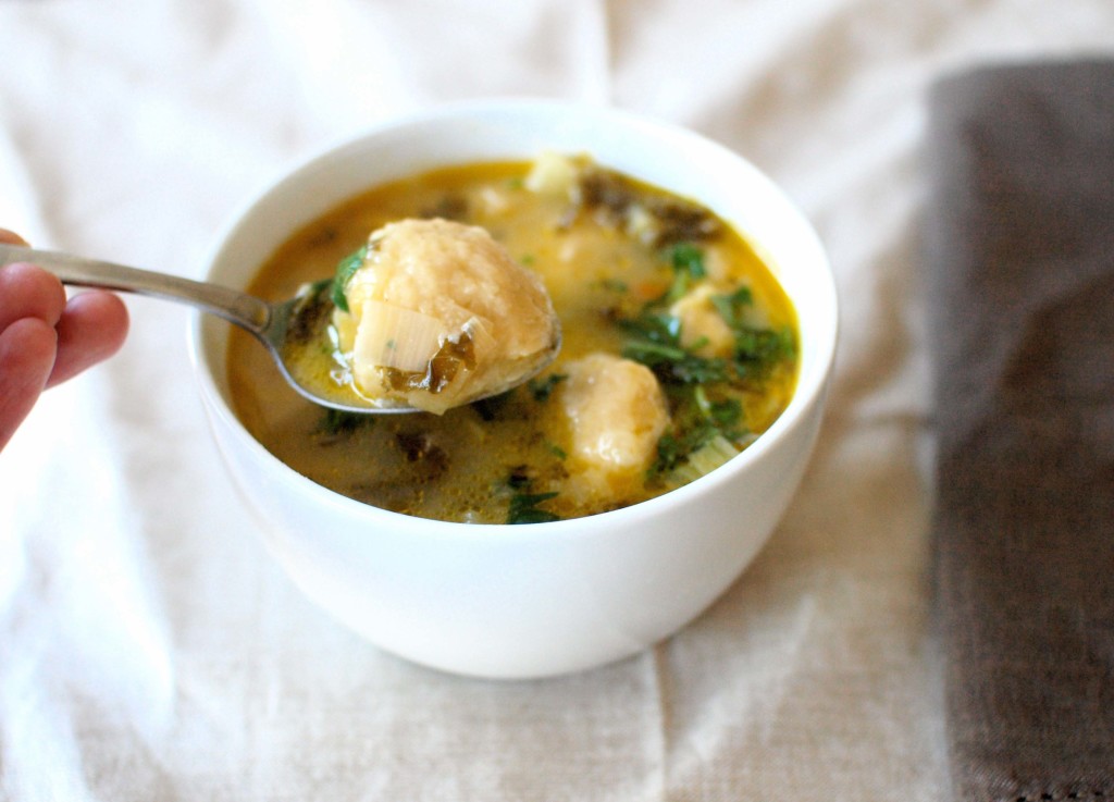White Bean Vegetable Soup with Gouda Dumplings | veggieandthebeastfeast.com