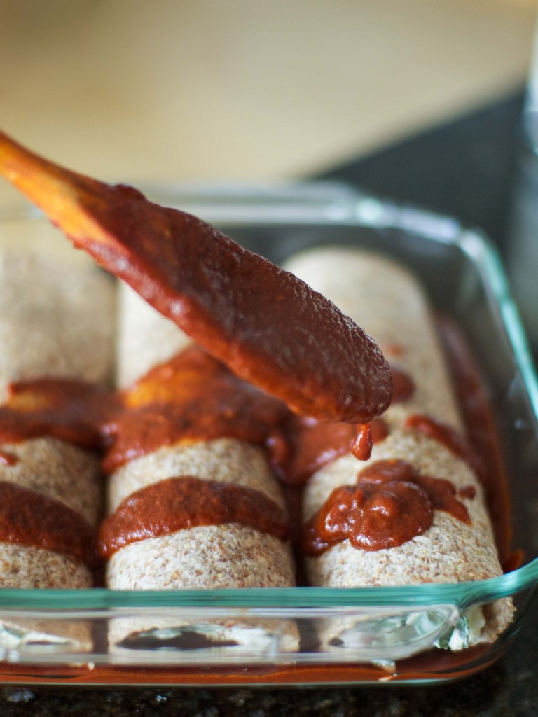 cheese and veggie-stuffed enchiladas