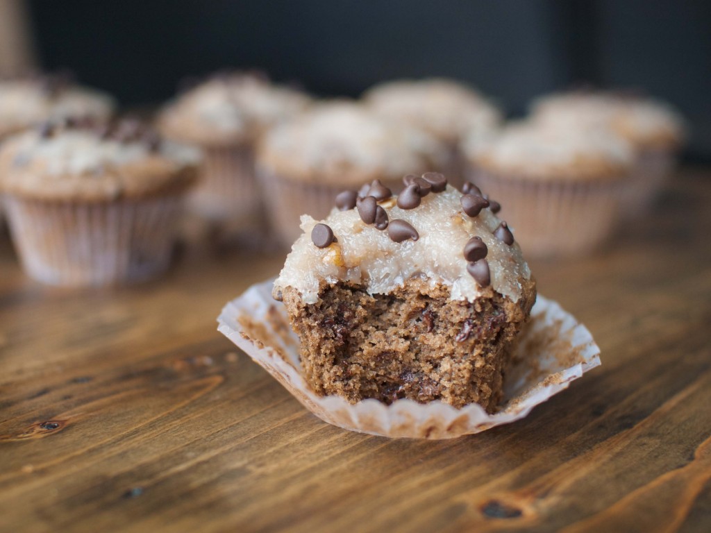 German Chocolate Cake Muffins by Veggie and the Beast