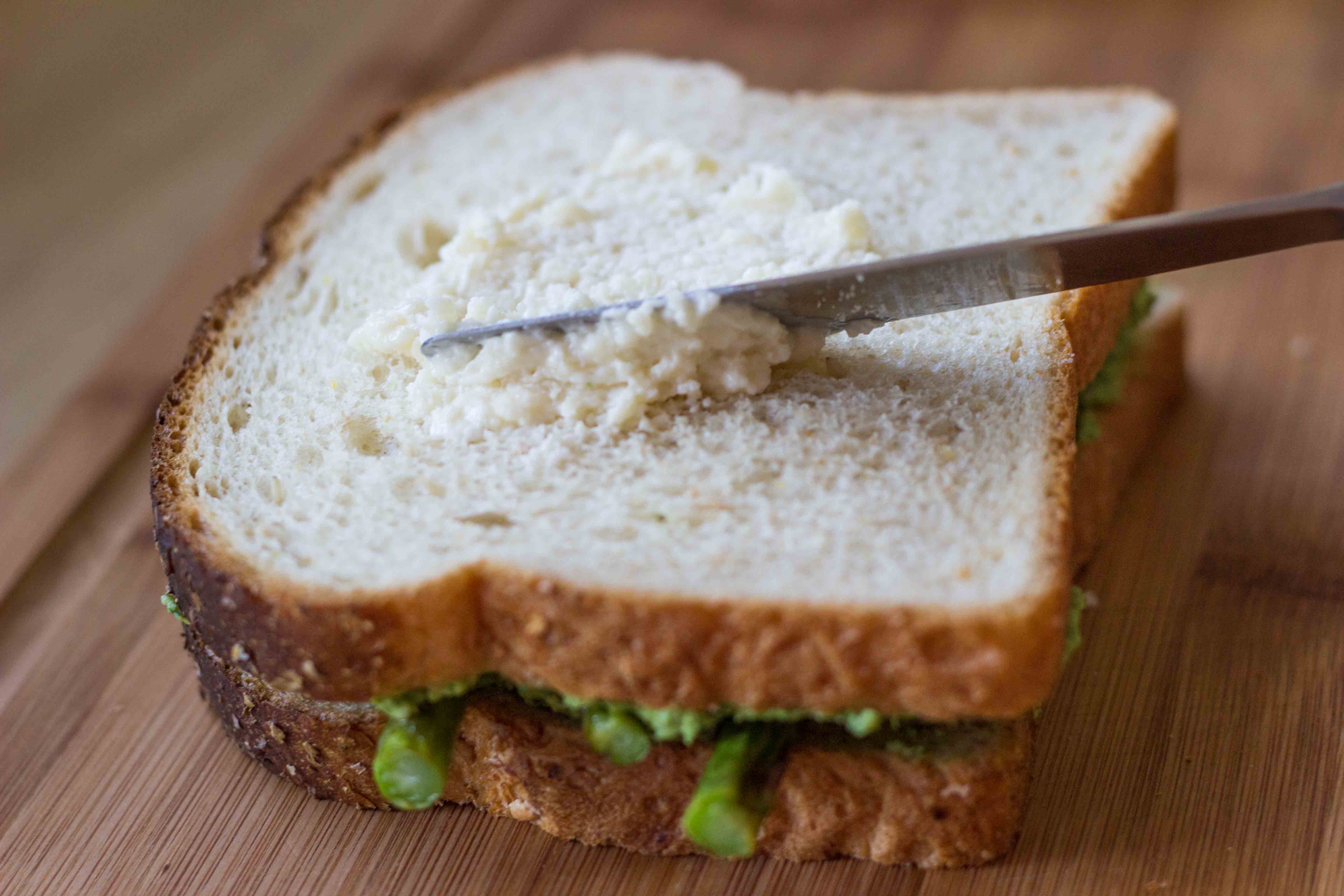 Roasted Asparagus Grilled Cheese with Artichoke Arugula Pesto 