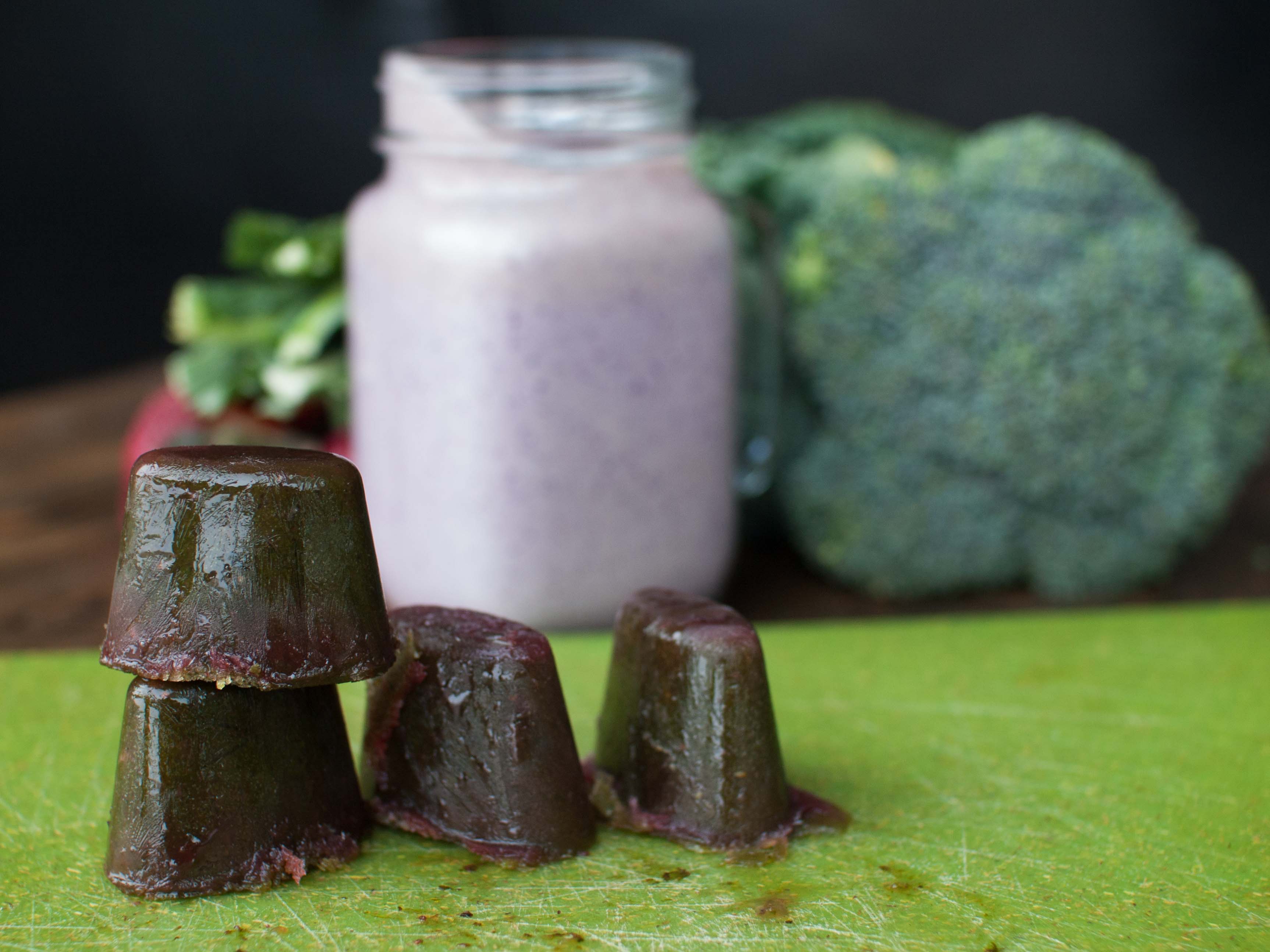 Blueberry Greek Yogurt Smoothie with Juice Ice Cubes