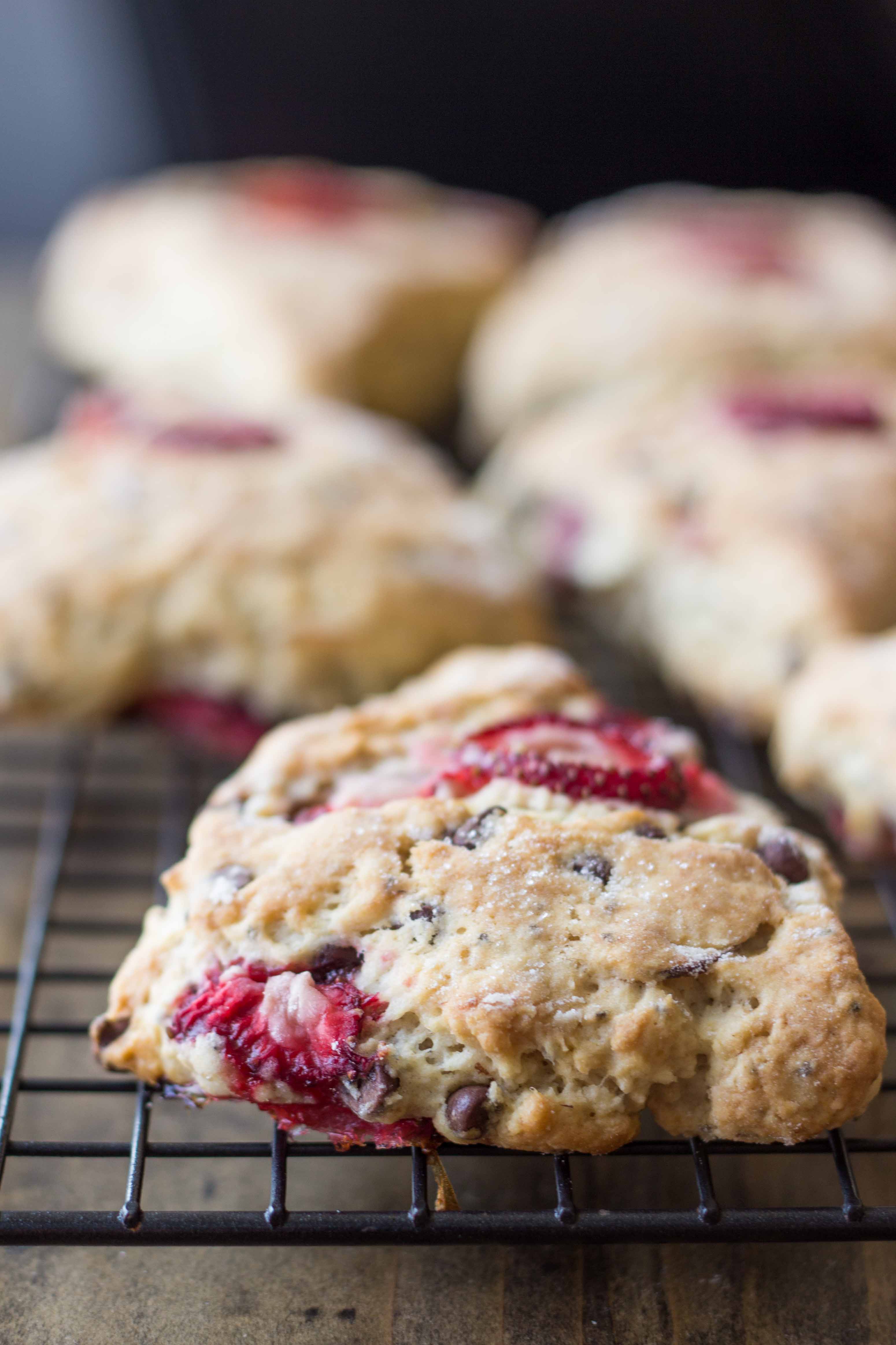 Strawberry Almond Chocolate Chip Scones | Veggie and the Beast