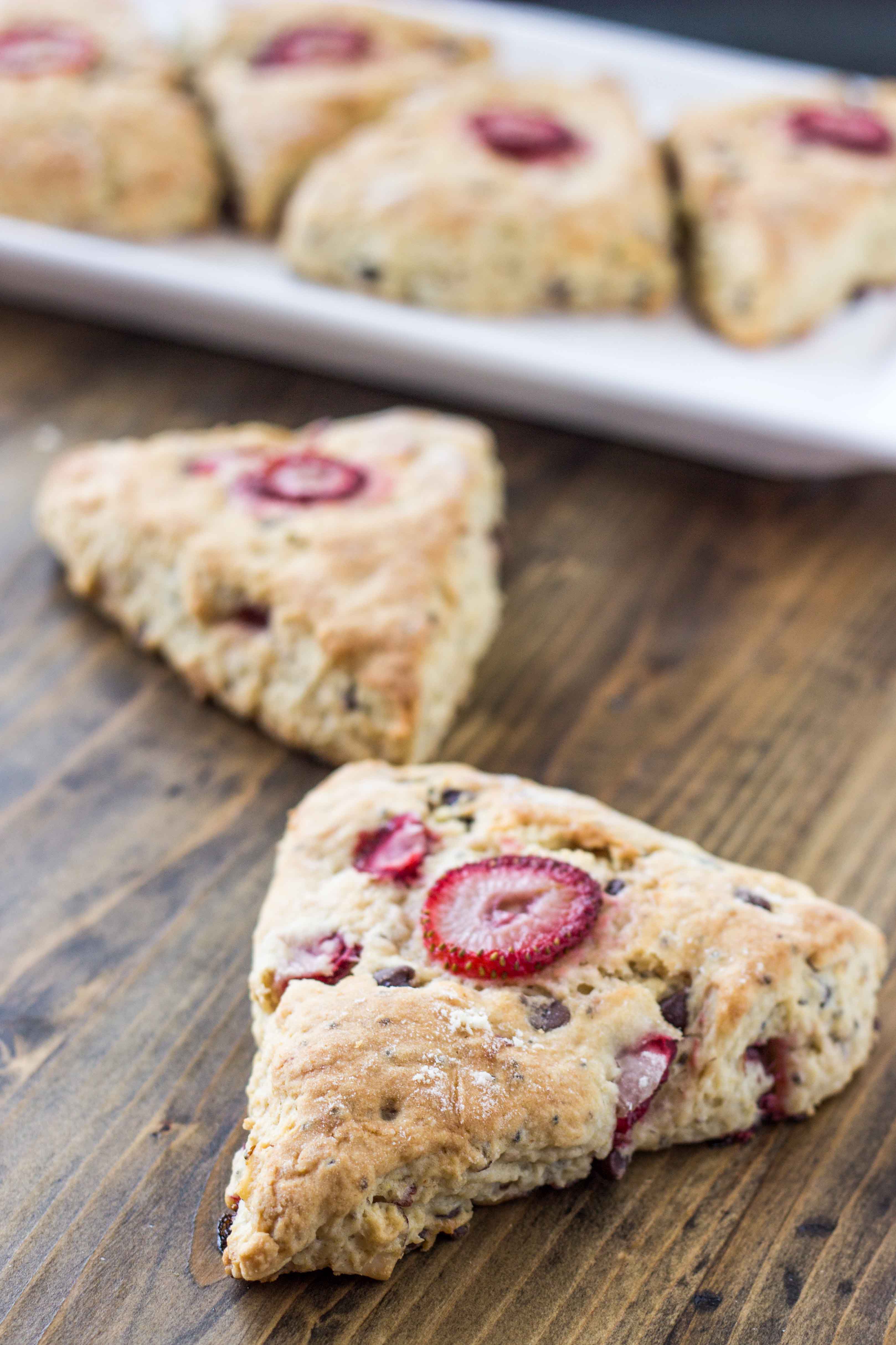 Strawberry Almond Chocolate Chip Scones | Veggie and the Beast