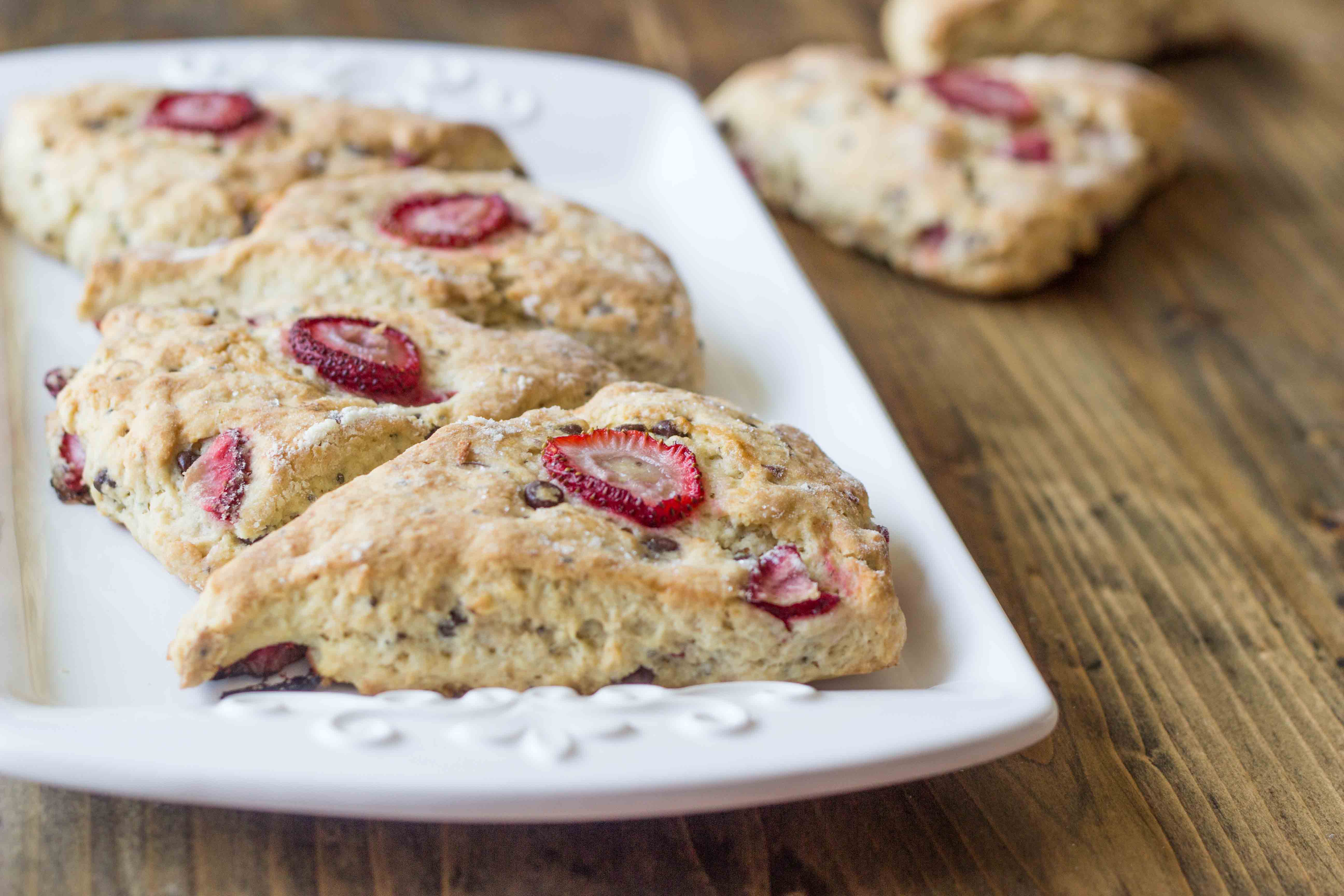 Strawberry Almond Chocolate Chip Scones | Veggie and the Beast