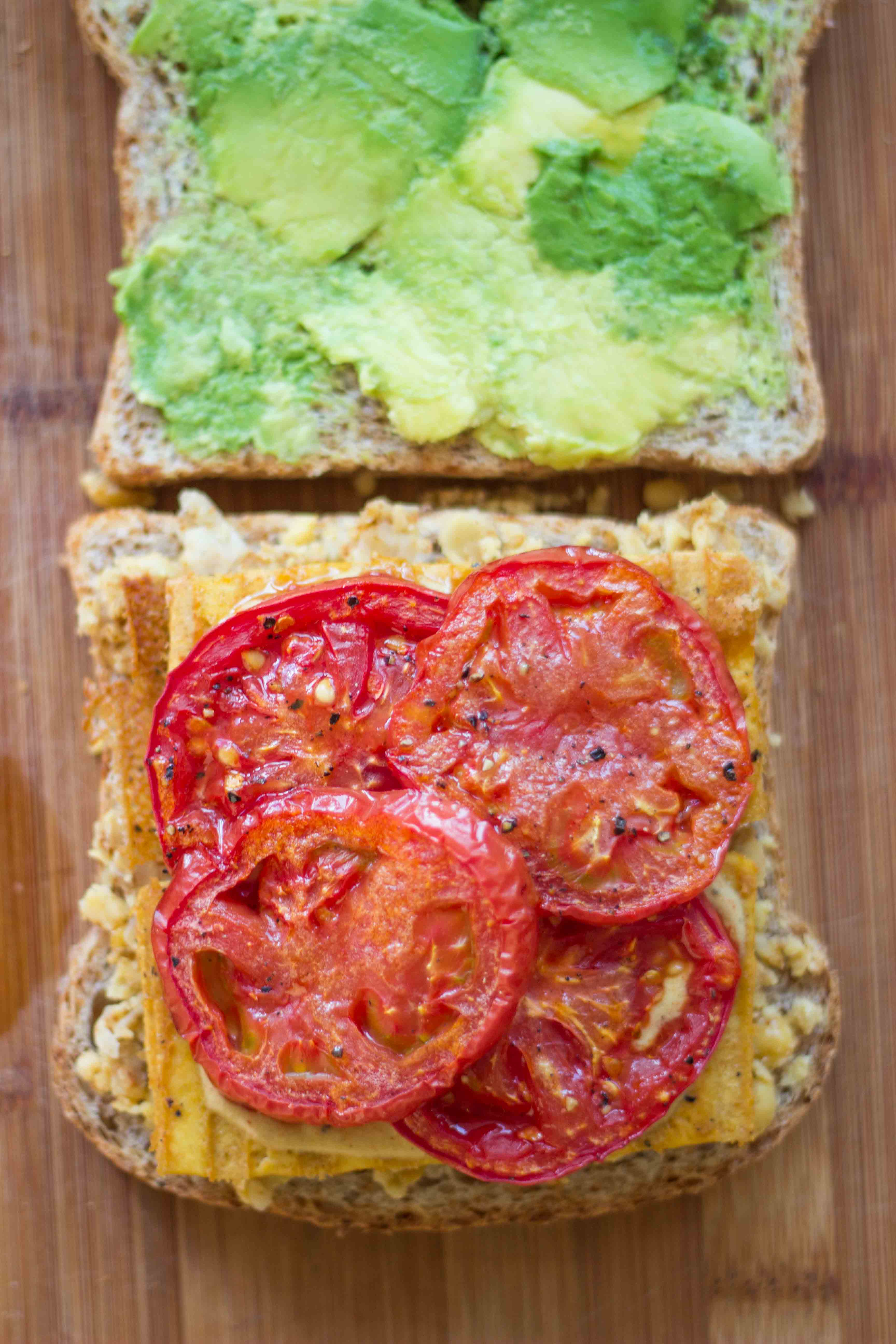 Smashed Chickpea, Roasted Tomato, and Avocado Sandwich | Veggie and the Beast