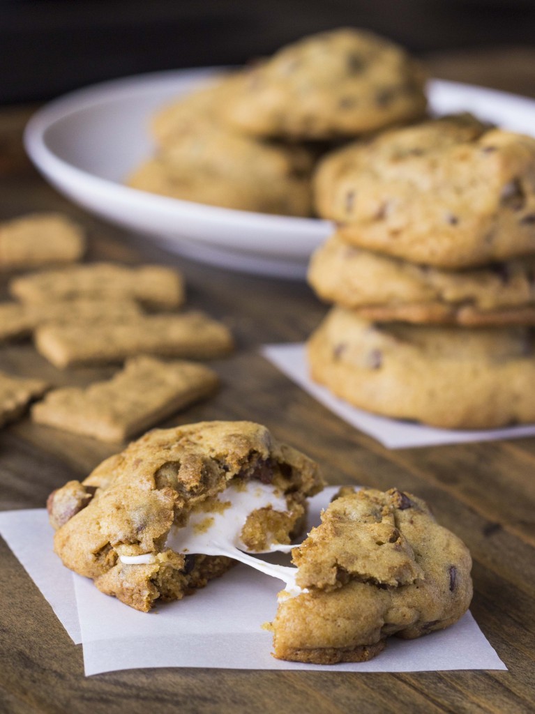 Marshmallow-Stuffed Smores Cookies | Veggie and the Beast