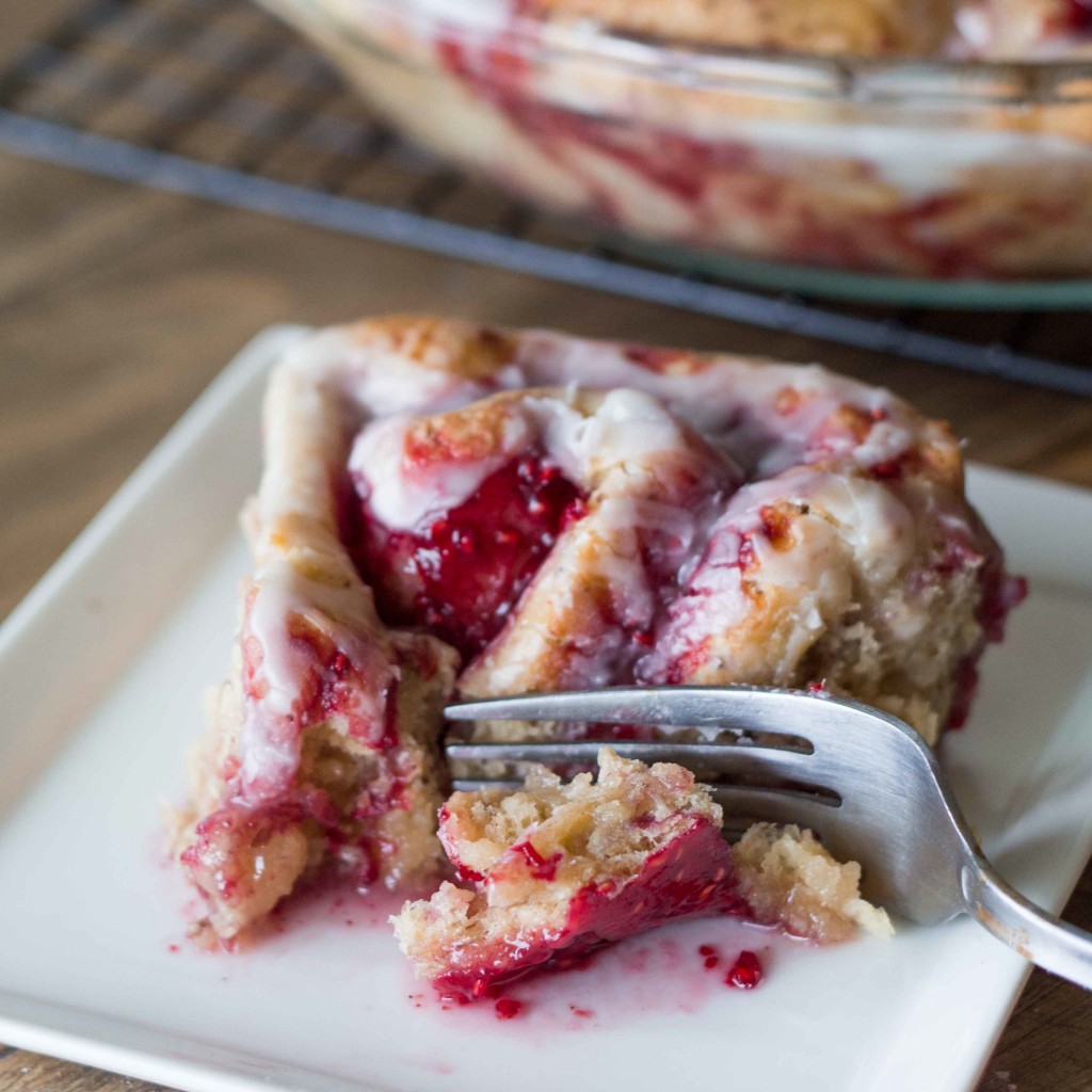 Vegan Raspberry Whole Wheat Cinnamon Rolls