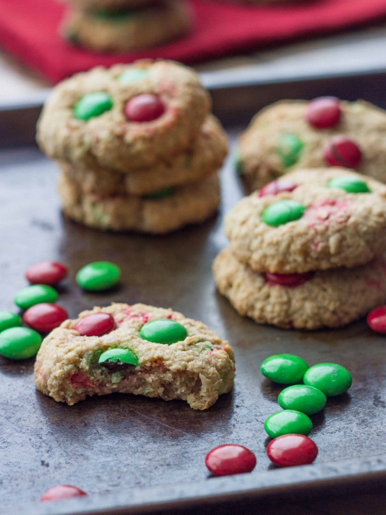 Gluten Free Almond Coconut M&M Cookies | Veggie and the Beast