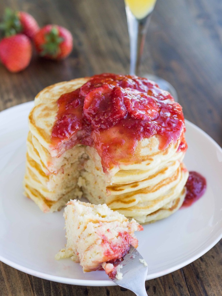 Strawberry Champagne Pancakes | Veggie and the Beast