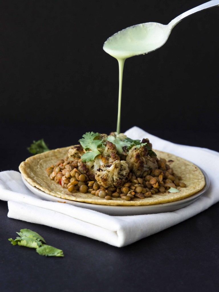 Buffalo Lentil and Roasted Dill Cauliflower Tacos | Veggie and the Beast