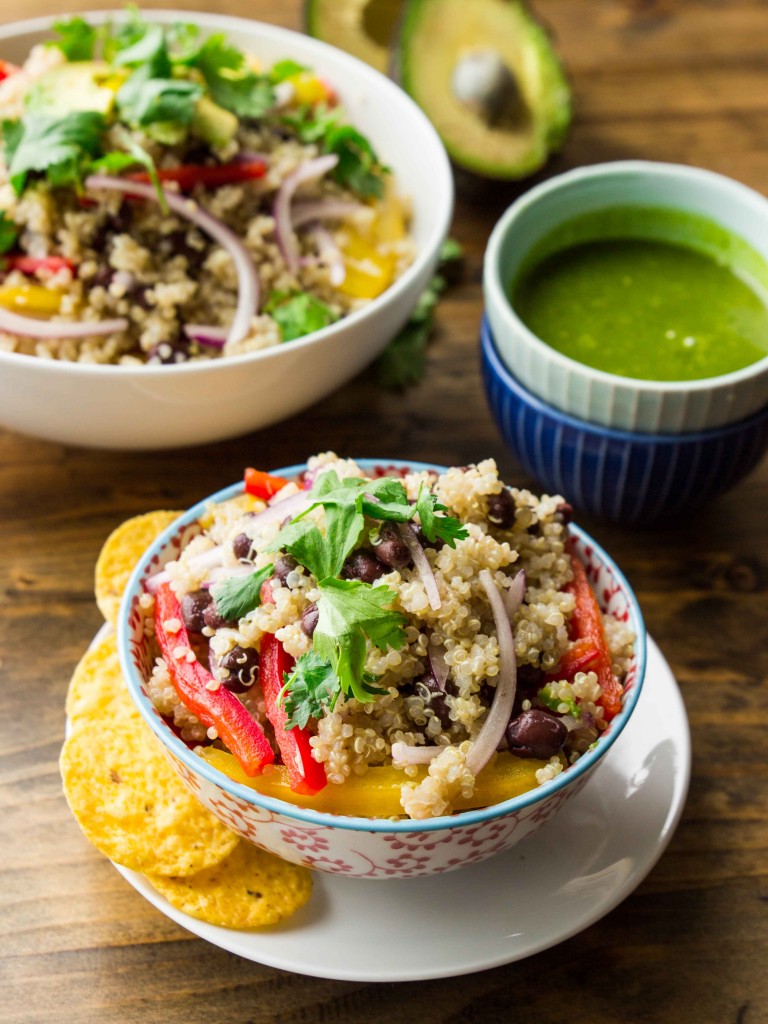 Black Bean Quinoa Bowl with Cilantro Honey Lime Vinaigrette | Veggie and the Beast