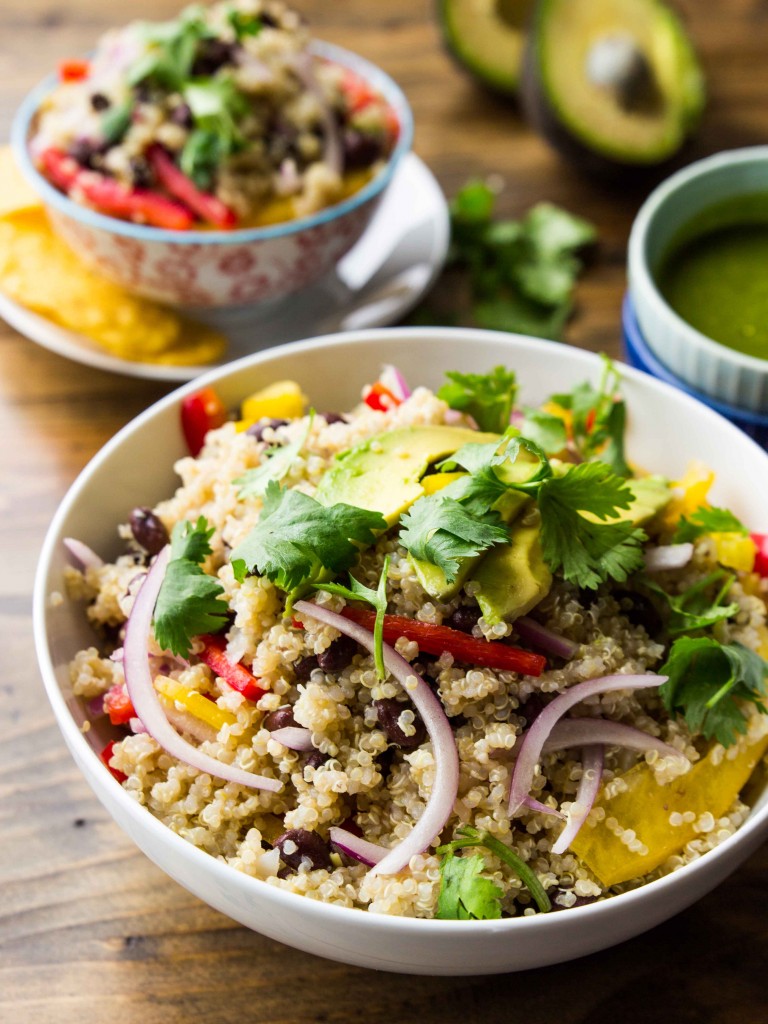 Black Bean Quinoa Bowl with Cilantro Honey Lime Vinaigrette | Veggie and the Beast