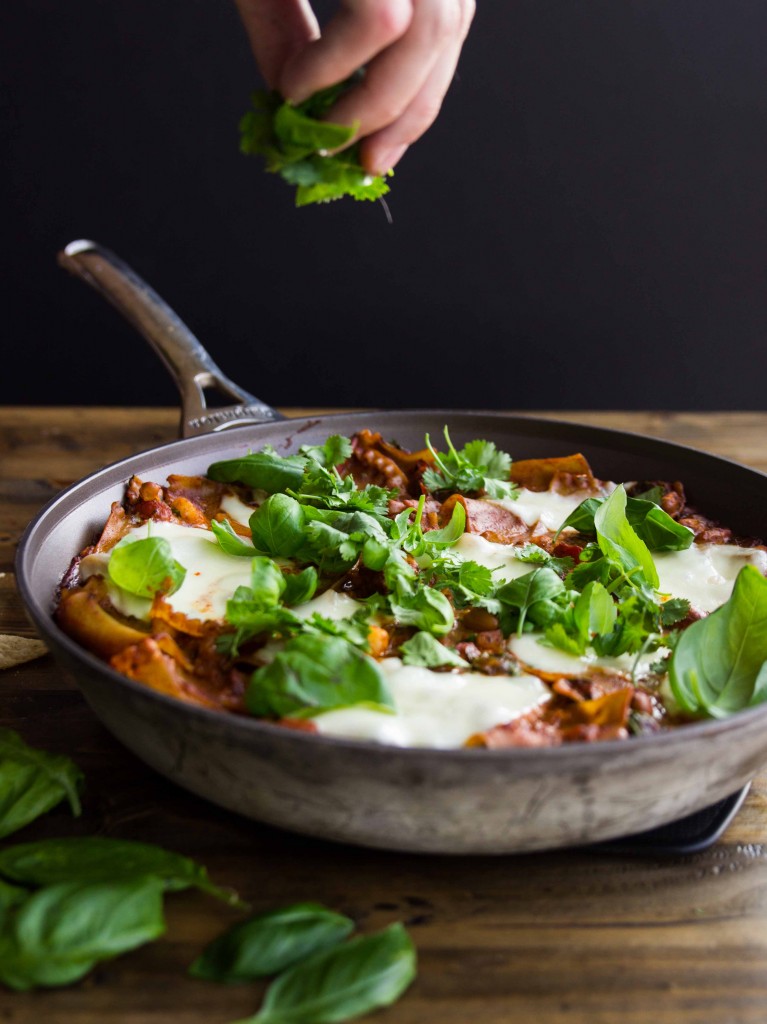 30 Minute Enchilada Skillet Lasagna | Veggie and the Beast