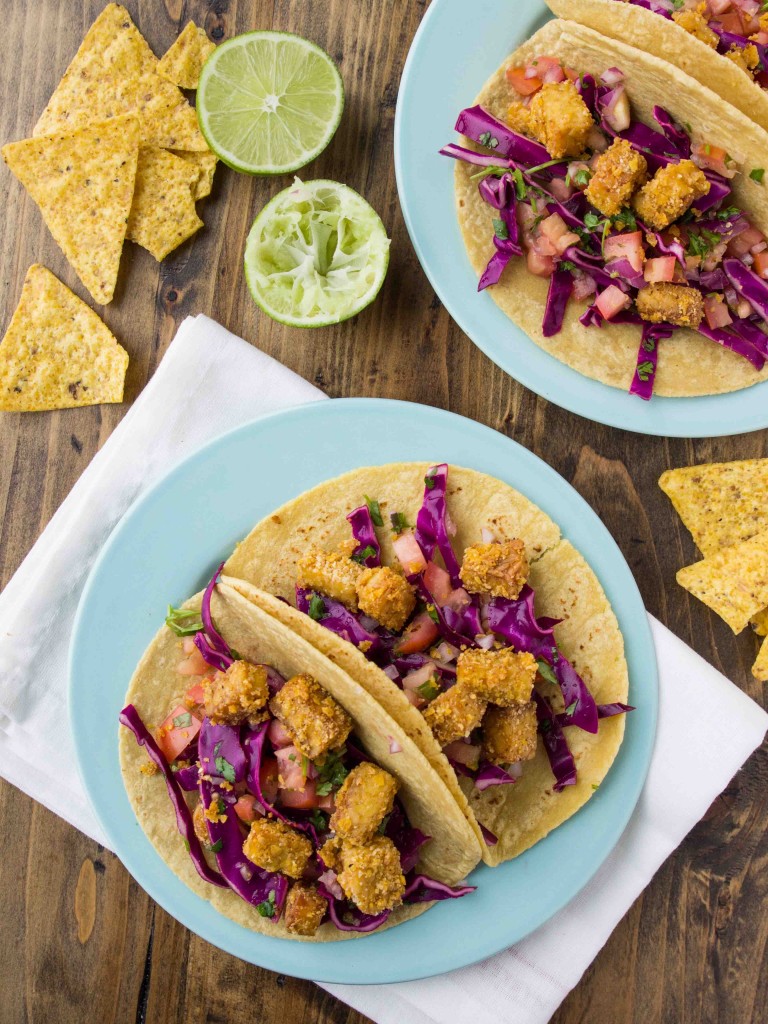 Tortilla-Crusted Tempeh Tacos - crispy, flavorful,  high protein vegan tacos!