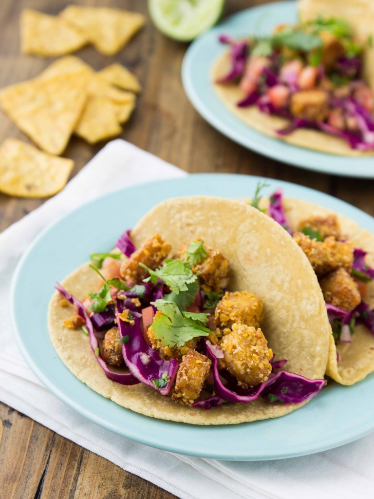 Tortilla-Crusted Tempeh Tacos - crispy, flavorful, high protein vegan tacos!