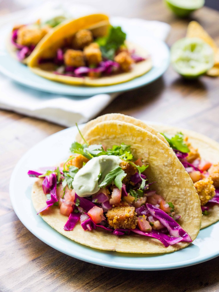 Tortilla-Crusted Tempeh Tacos - crispy, flavorful, high protein vegan tacos!