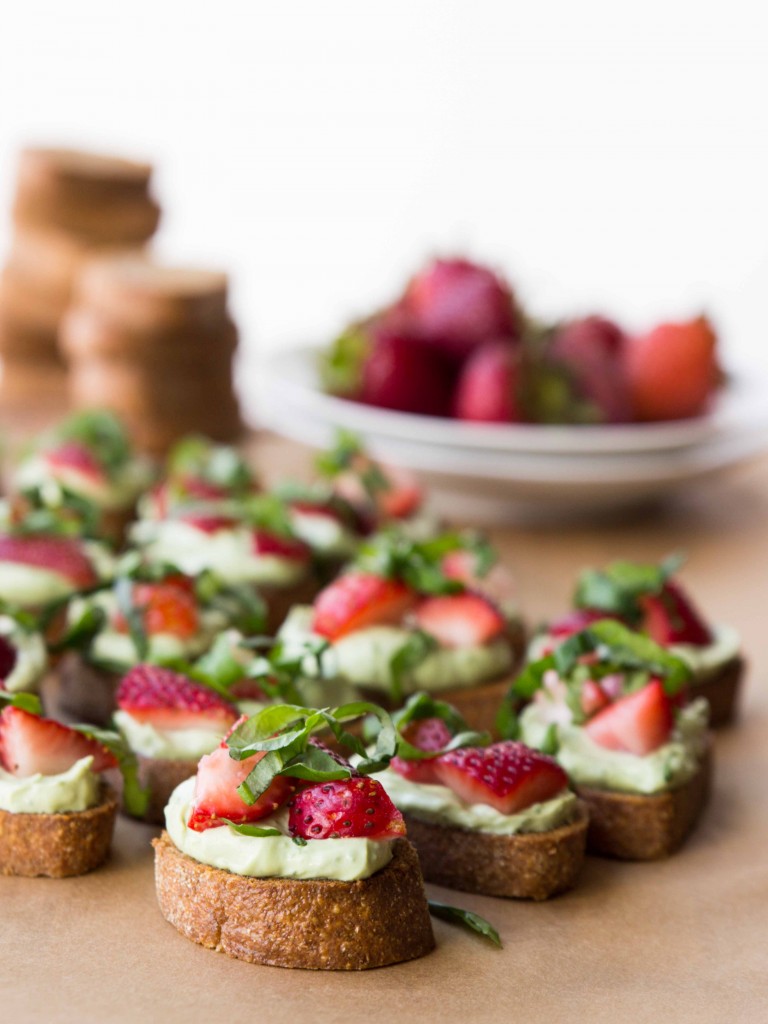 Whipped Basil Ricotta and Strawberry Crostini - A simple, sweet, salty, and juicy summer appetizer! 
