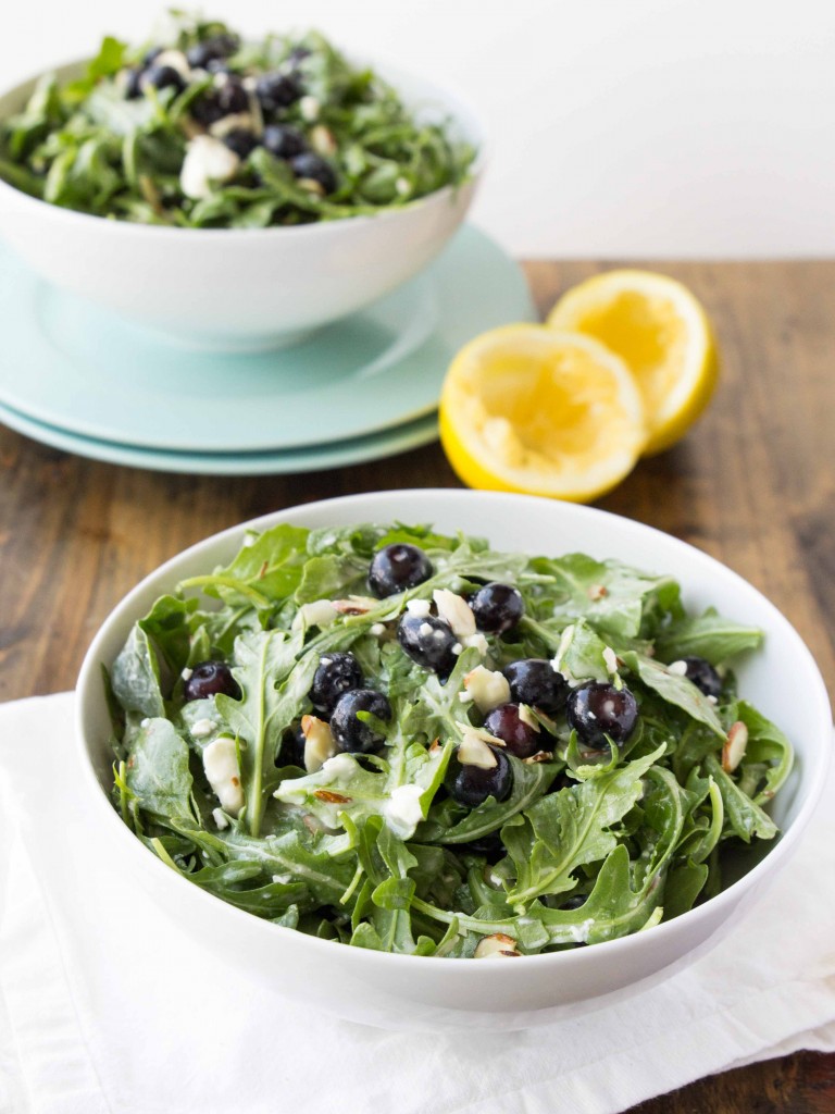 Blueberry Arugula Salad with Lemon Honey Dressing | veggieandthebeastfeast.com