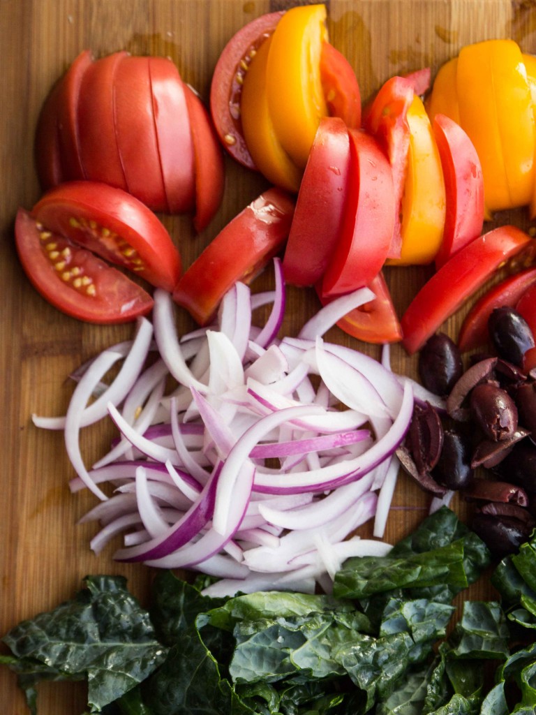 Three Bean Greek Kale Salad | http://veggieandthebeastfeast.com