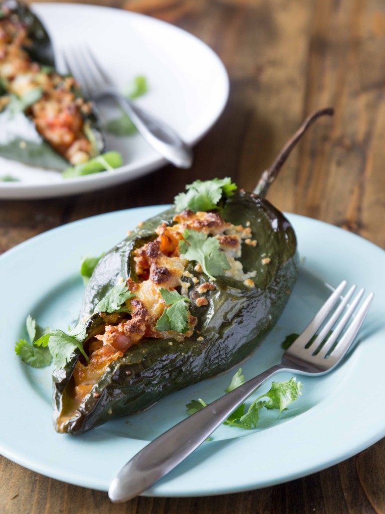 Spicy Salsa and Bean-Stuffed Poblanos | veggieandthebeastfeast.com