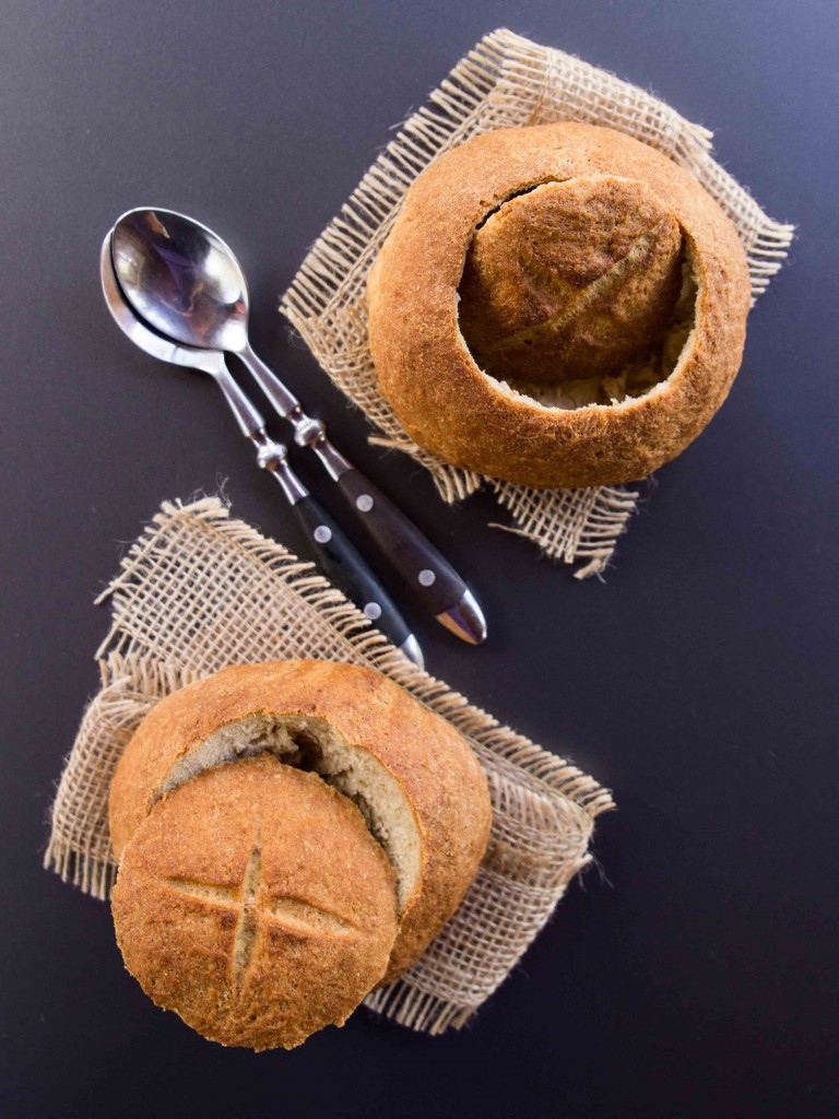 Quick Whole Wheat Bread Bowls | veggieandthebeastfeast.com