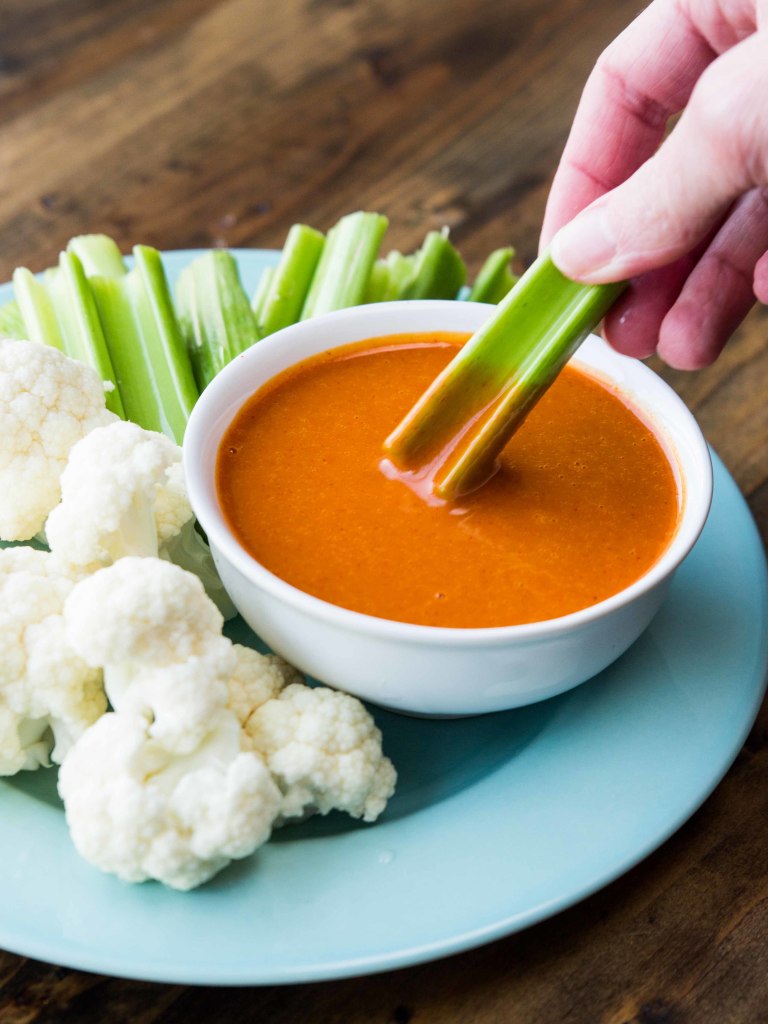 Red Lentil Buffalo Sauce // veggieandthebeastfeast.com