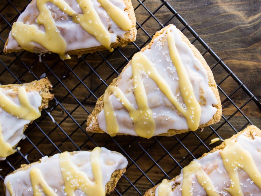 Better-For-You Vegan Copycat Starbucks Pumpkin Scones // veggieandthebeastfeast.com #vegan