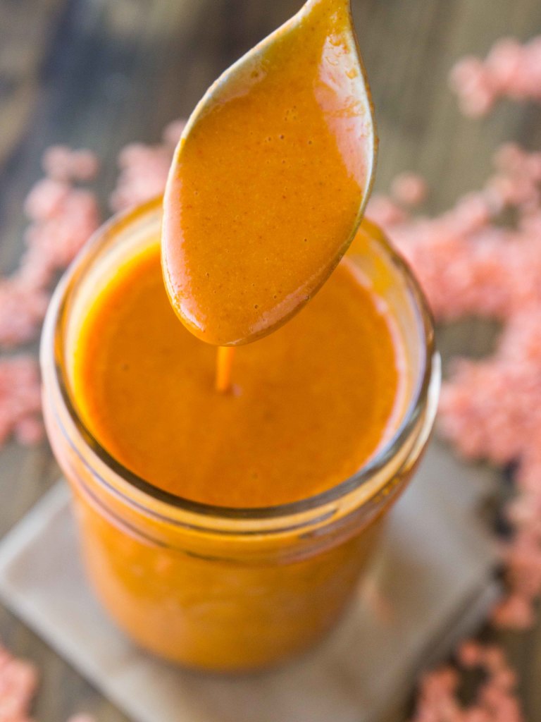 Red Lentil Buffalo Sauce // veggieandthebeastfeast.com