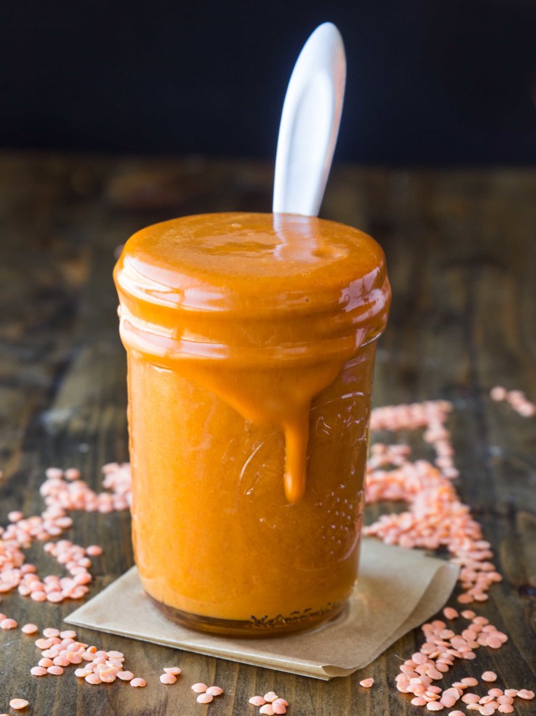 Red Lentil Buffalo Sauce // veggieandthebeastfeast.com