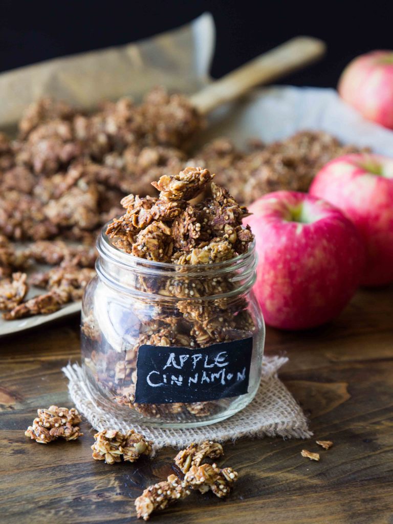 Caramelized Apple Cinnamon Cluster Granola #vegan #glutenfree // veggieandthebeastfeast.com