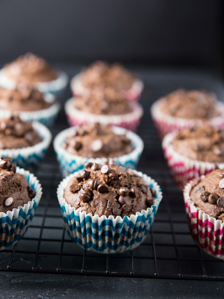 Double Chocolate Black Bean Muffins // veggieandthebeastfeast.com