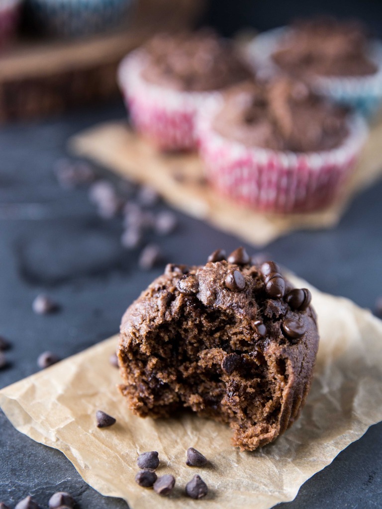 Double Chocolate Black Bean Muffins // veggieandthebeastfeast.com