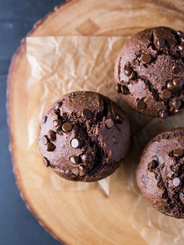 Double Chocolate Black Bean Muffins // veggieandthebeastfeast.com