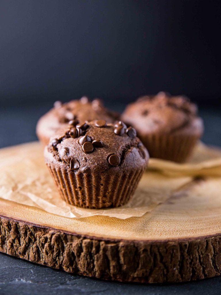 Double Chocolate Black Bean Muffins // veggieandthebeastfeast.com