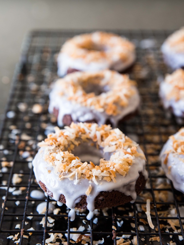 Chocolate Macaroon Donuts // veggieandthebeastfeast.com