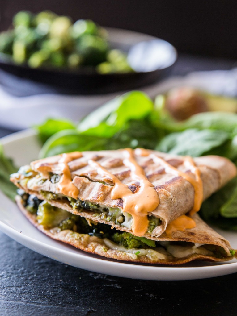 Green Machine Quesadillas with Spicy Chipotle Sauce // @veggiebeastblog veggieandthebeastfeast.com