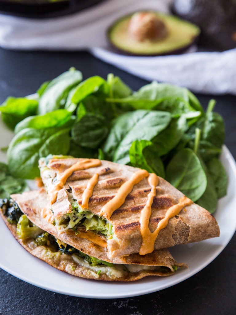 Green Machine Quesadillas with Spicy Chipotle Sauce  // @veggiebeastblog veggieandthebeastfeast.com