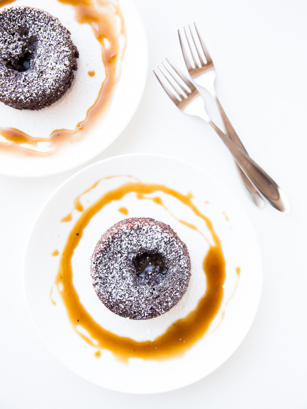 Vegan Salted Caramel Lava Cakes, for Two // veggieandthebeastfeast.com