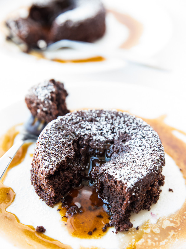 Vegan Salted Caramel Lava Cakes, for Two // veggieandthebeastfeast.com