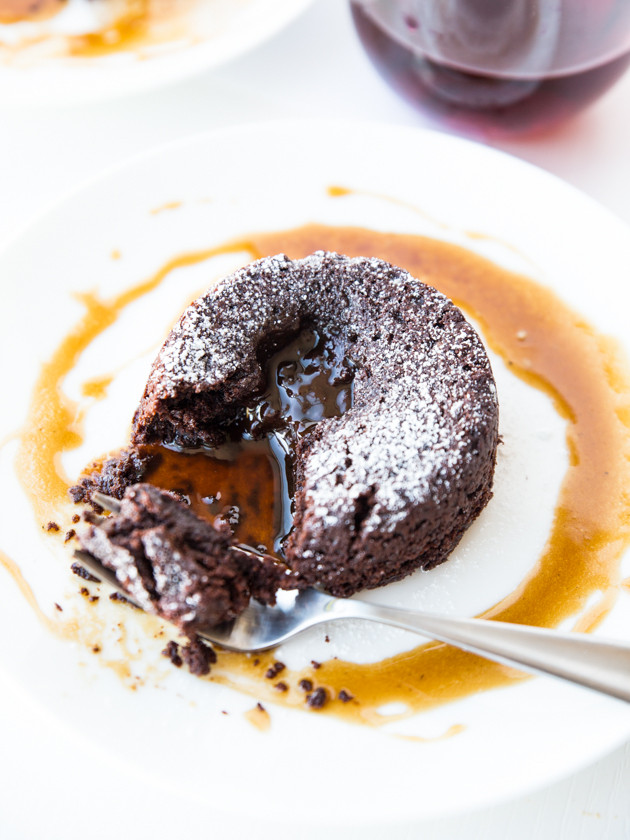 Vegan Salted Caramel Lava Cakes, for Two Veggie and the Beast