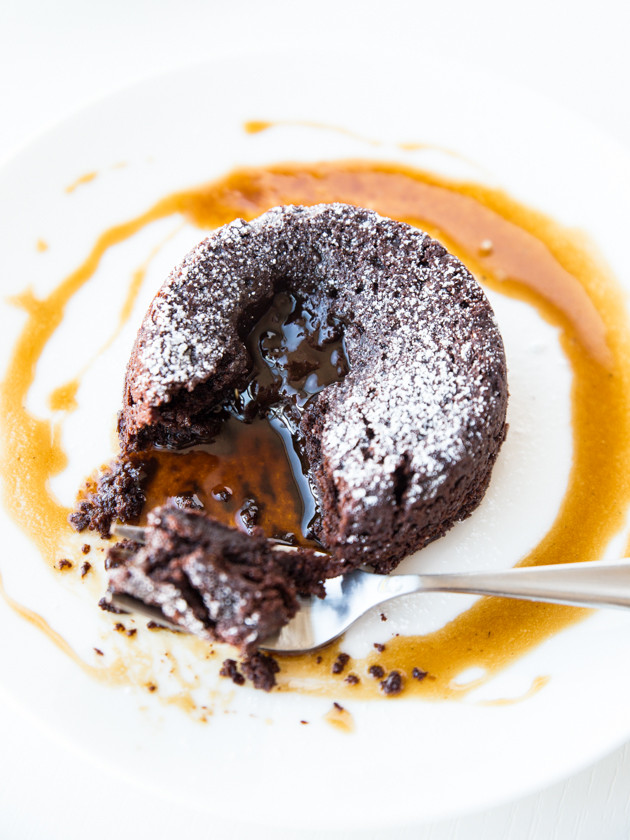 Vegan Salted Caramel Lava Cakes, for Two // veggieandthebeastfeast.com