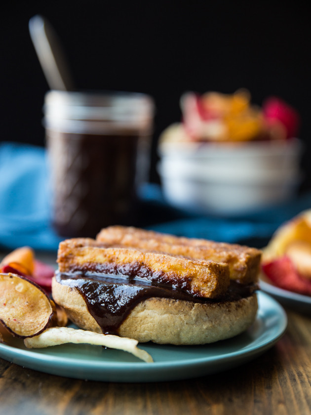 Barbecue Baked Tofu Sandwiches // @veggiebeastblog