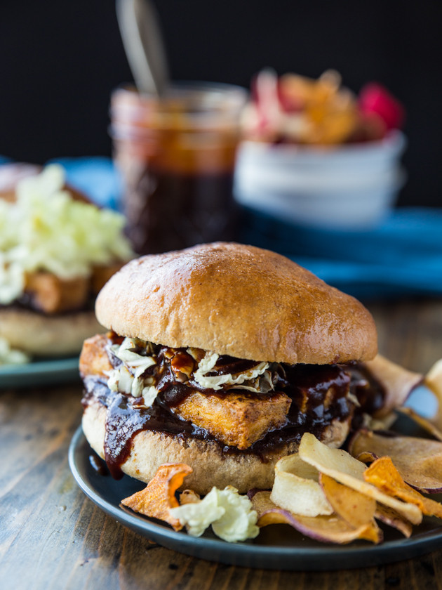 Barbecue Baked Tofu Sandwiches // @veggiebeastblog