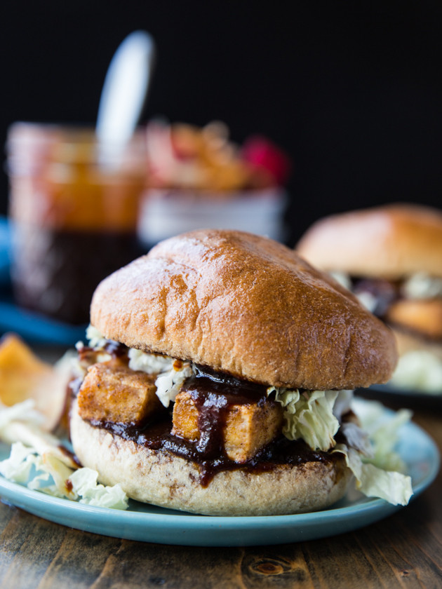 Barbecue Baked Tofu Sandwiches // @veggiebeastblog