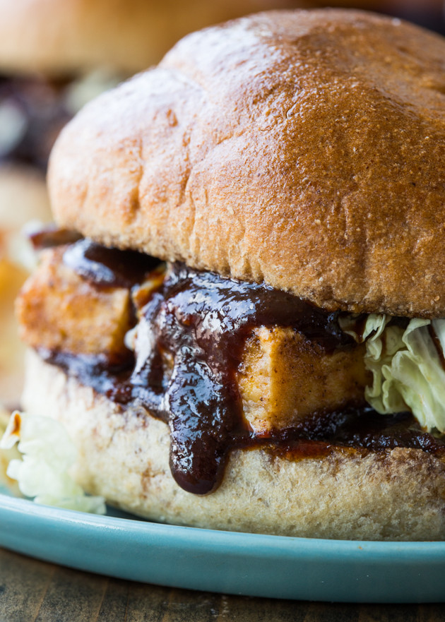 Barbecue Baked Tofu Sandwiches // @veggiebeastblog