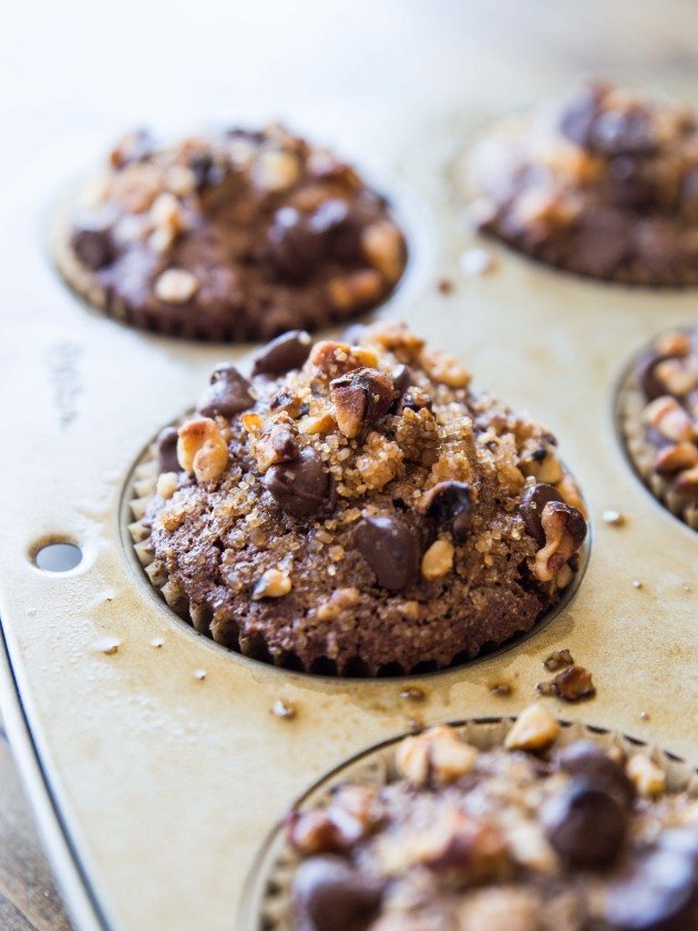 Gluten Free Chocolate Zucchini Muffins - soft, sweet, and decadent, made gluten free with homemade quinoa flour and almond flour!  