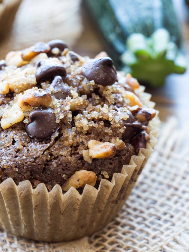 Gluten Free Chocolate Zucchini Muffins - soft, sweet, and decadent, made gluten free with homemade quinoa flour and almond flour!  